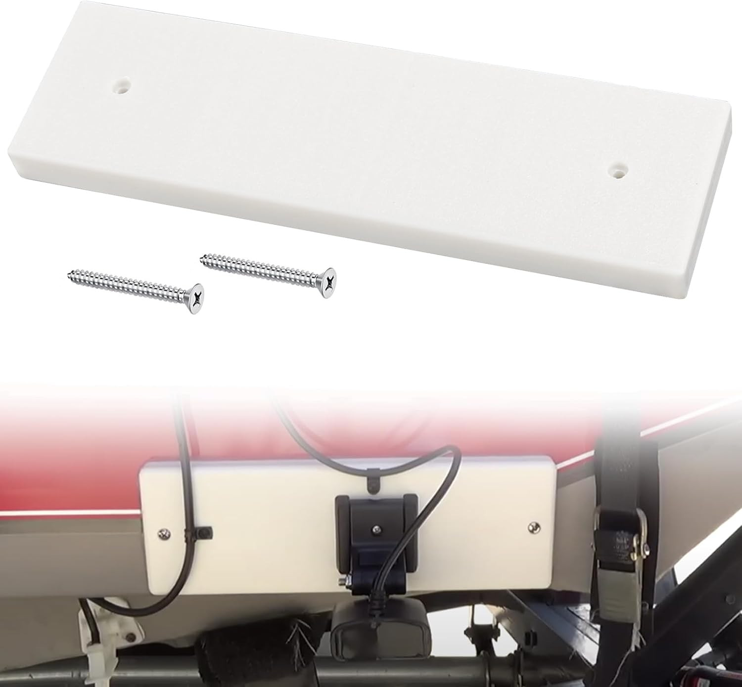 Marine Transducer Mounting Plate for Fish Finder - 12" x 3.5" x 0.75" White