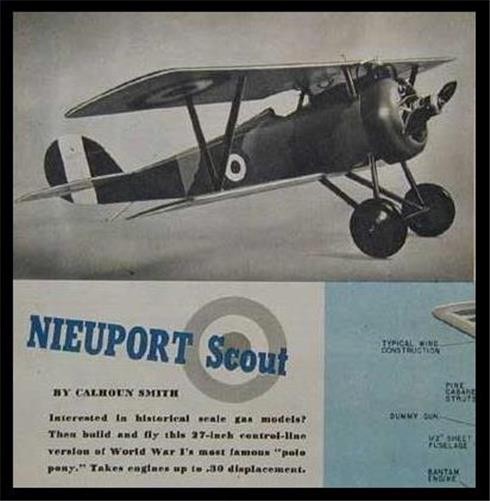 Nieuport Scout WWI French Biplane 27" Wingspan 1947 How To build PLANS
