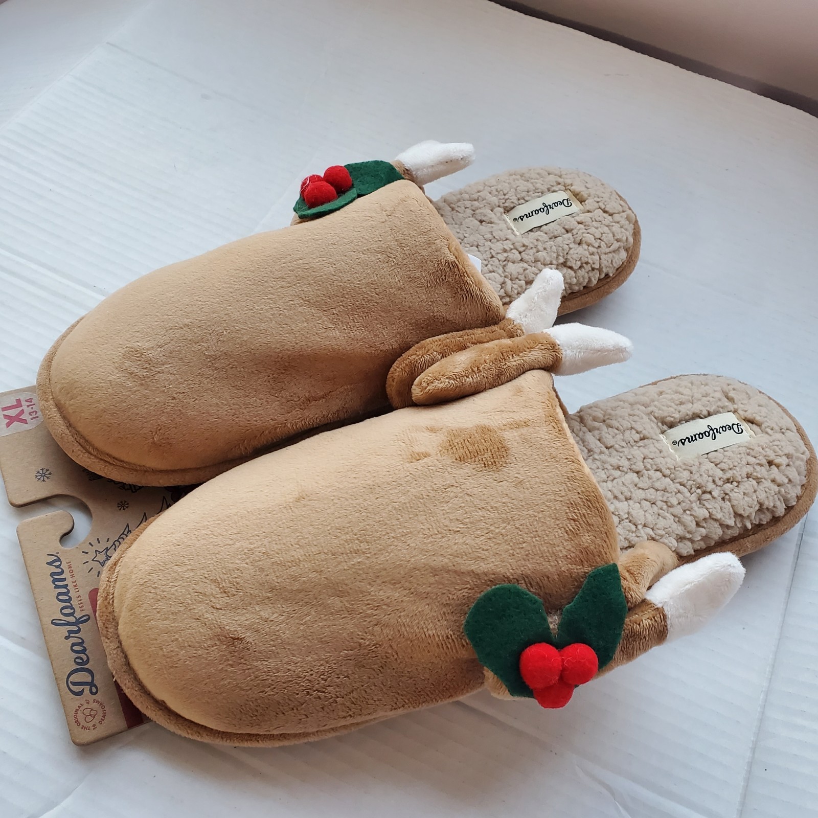 Dearfoams Men's Sz XL 13-14 Turkey Scuff Beige Slippers Holiday Holiday Festive