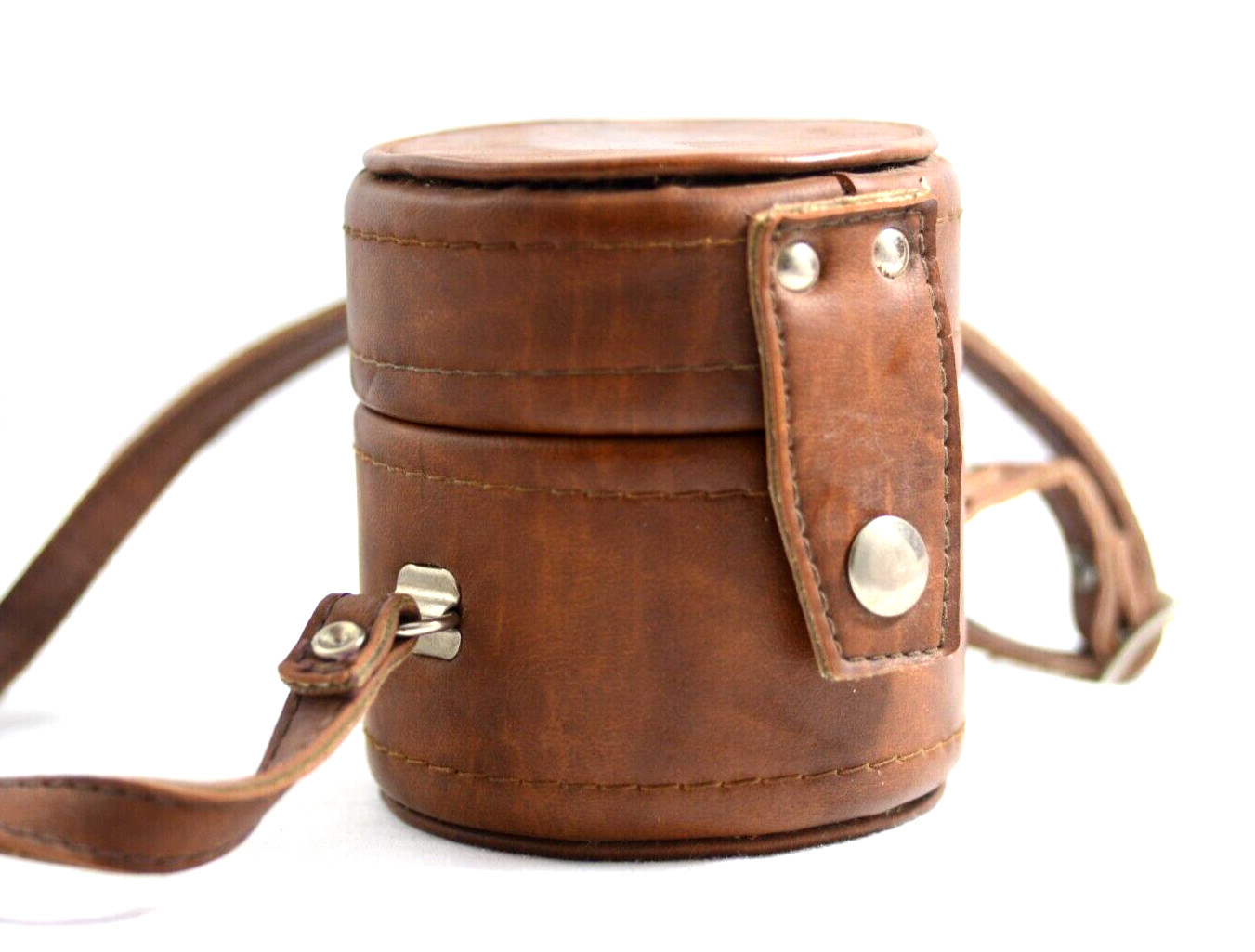 PRIME OR WIDE ANGLE BROWN CAMERA LENS CASE WITH STRAP (EXCELLENT)
