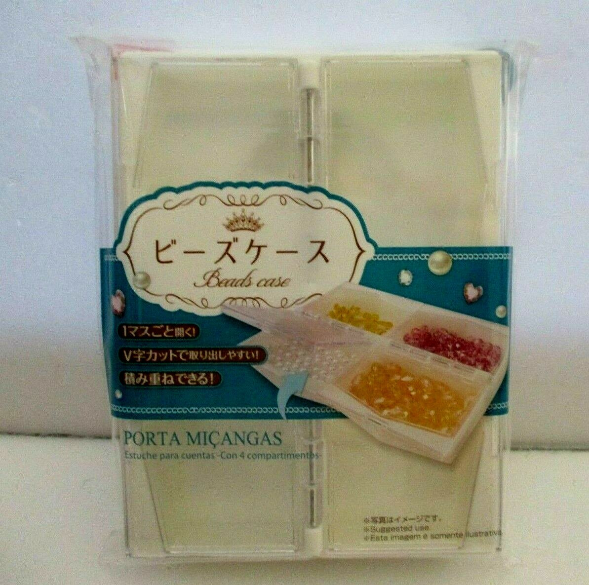 4 compartments Beads Display Storage Box Case Plastic White Clear DAISO JAPAN