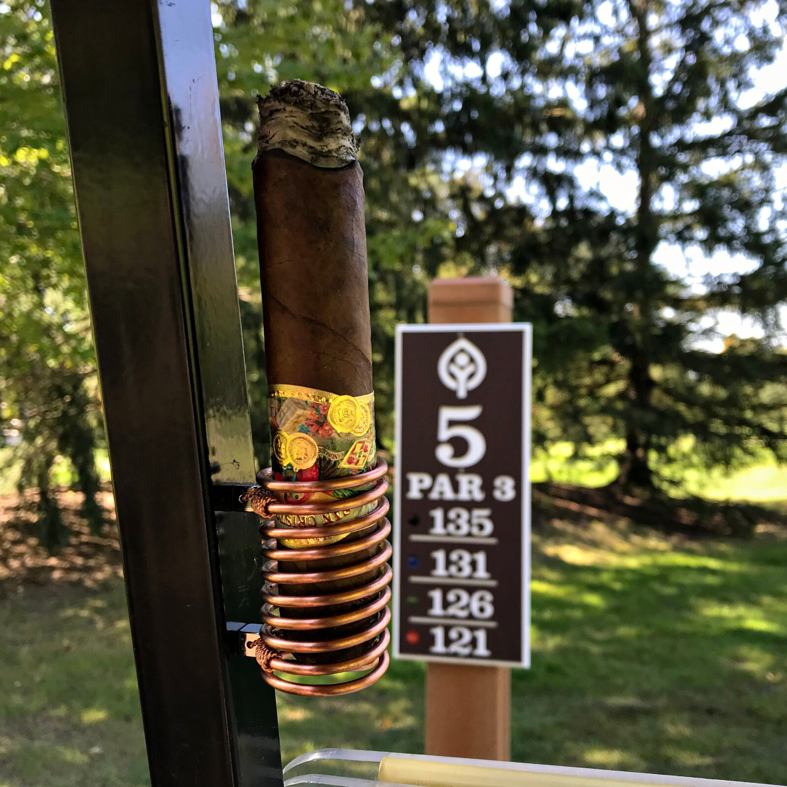 Jumbo Cigar Holder for Golf Cart - Magnetic, Solid Copper, Handmade 70 ring
