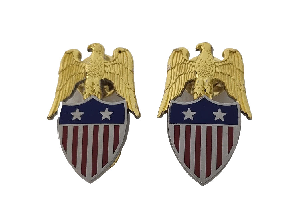 PAIR US ARMY AIDE TO  MAJOR GENERAL COLLAR INSIGNIA BADGE DRESS LAPEL PINS