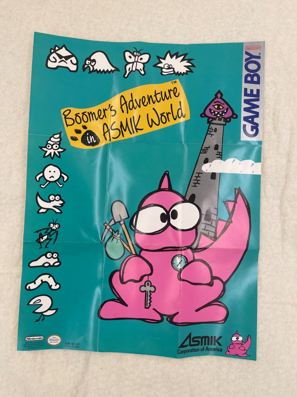 Boomer's Adventure In Asmik World [POSTER ONLY] Nintendo Game Boy 15.75”x11.75”