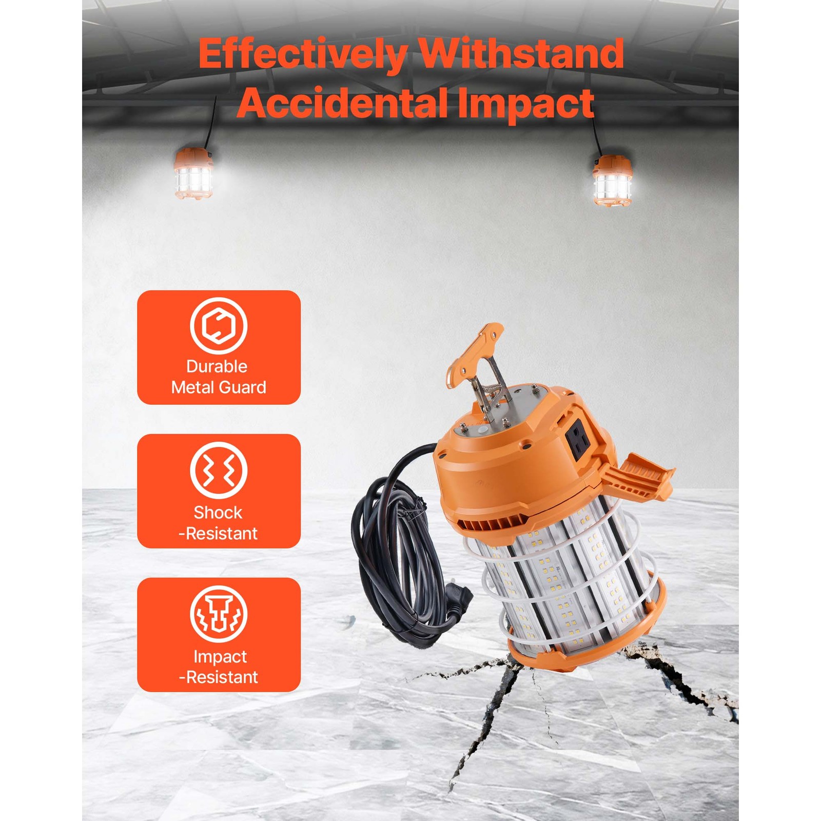 Uimoso LED Temporary Work Light 100W for Construction Sites, 5000K Brightness
