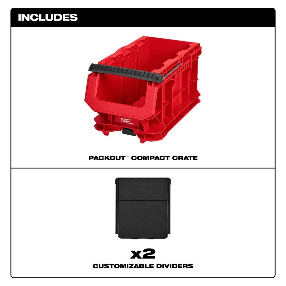 Milwaukee PACKOUT Compact Crate 48-22-8437 Modular Tool Storage Crate
