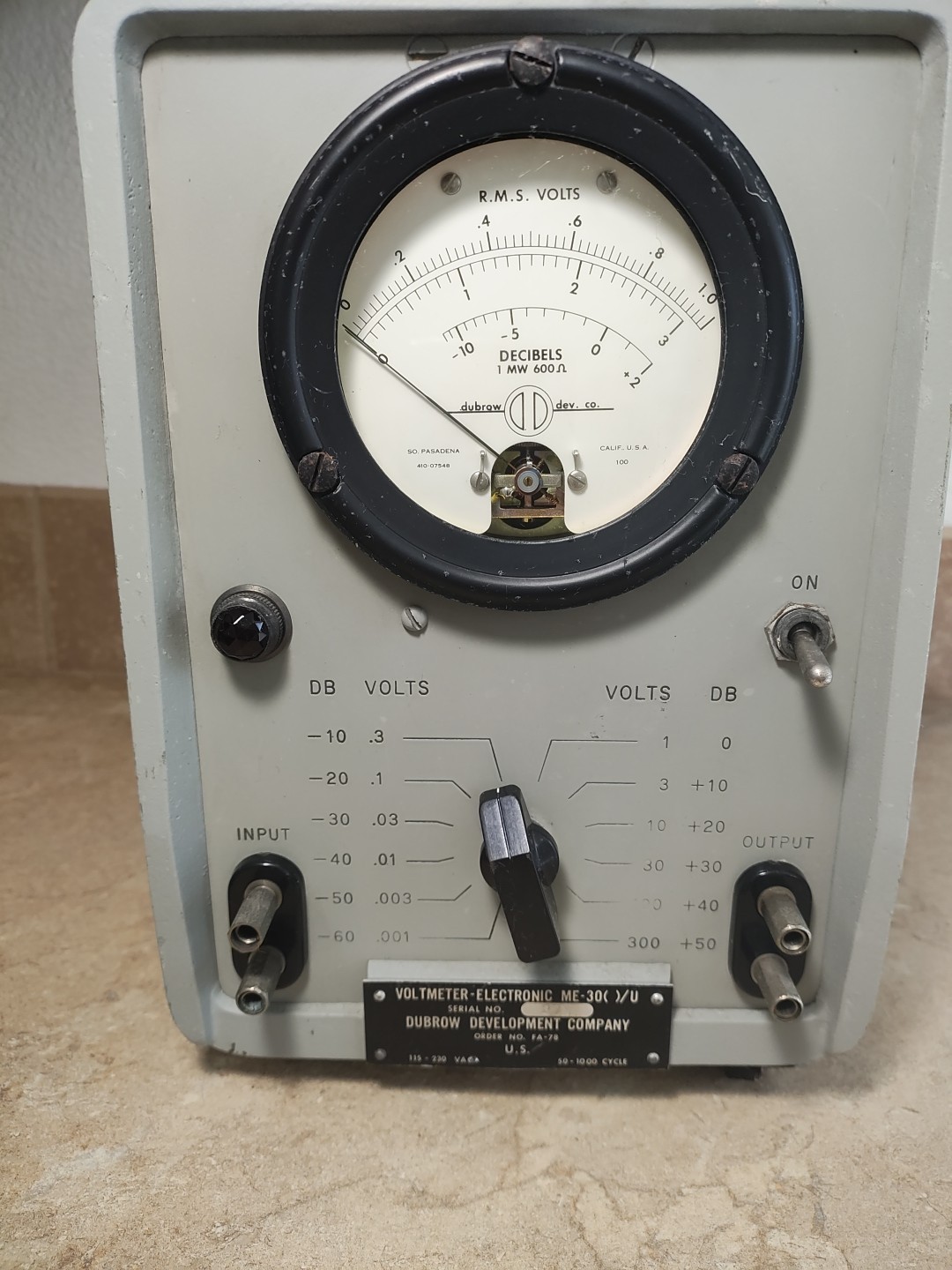 Vintage Dubrow Developments Military Model Me-30( )/U Electronic Voltmeter