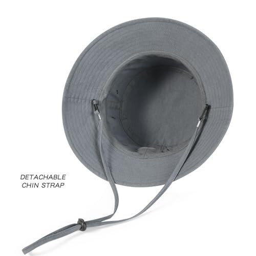 BOTVELA Men Cotton Bucket Hats Foldable Outdoor Sun Hat Unisex 7 1/8-7 1/4 Grey