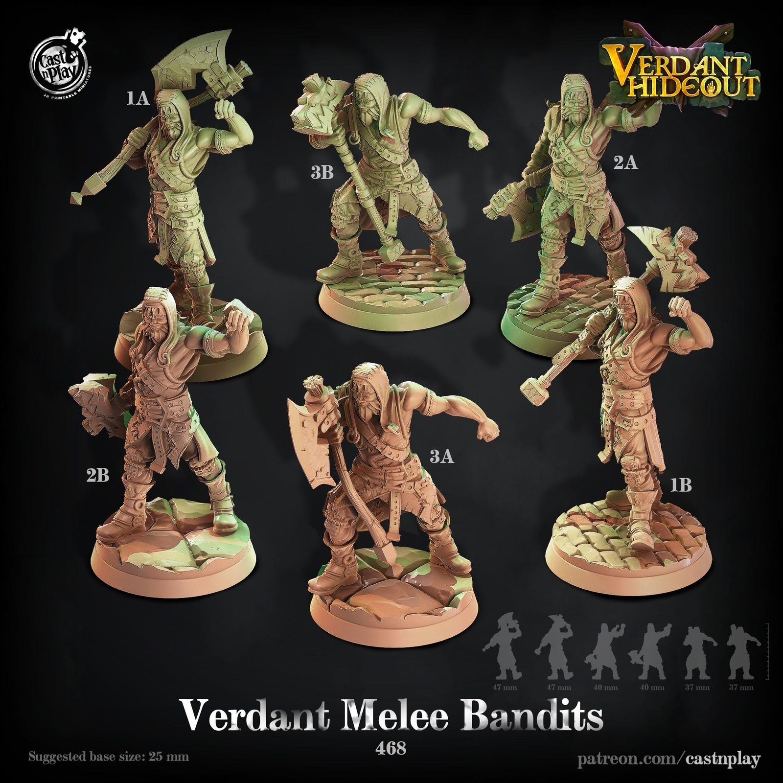 3D Printed Cast n Play Verdant Melee Bandits 28mm 32mm D&D