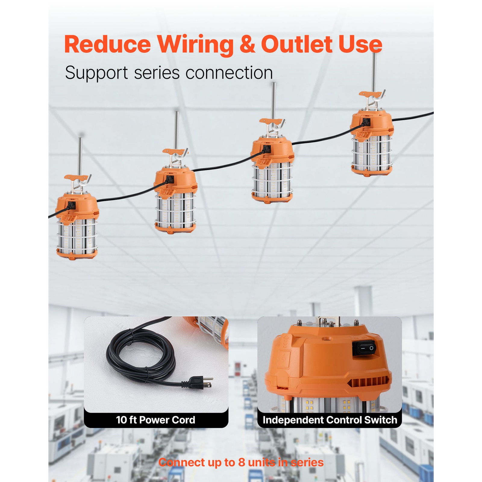 Uimoso LED Temporary Work Light 100W for Construction Sites, 5000K Brightness