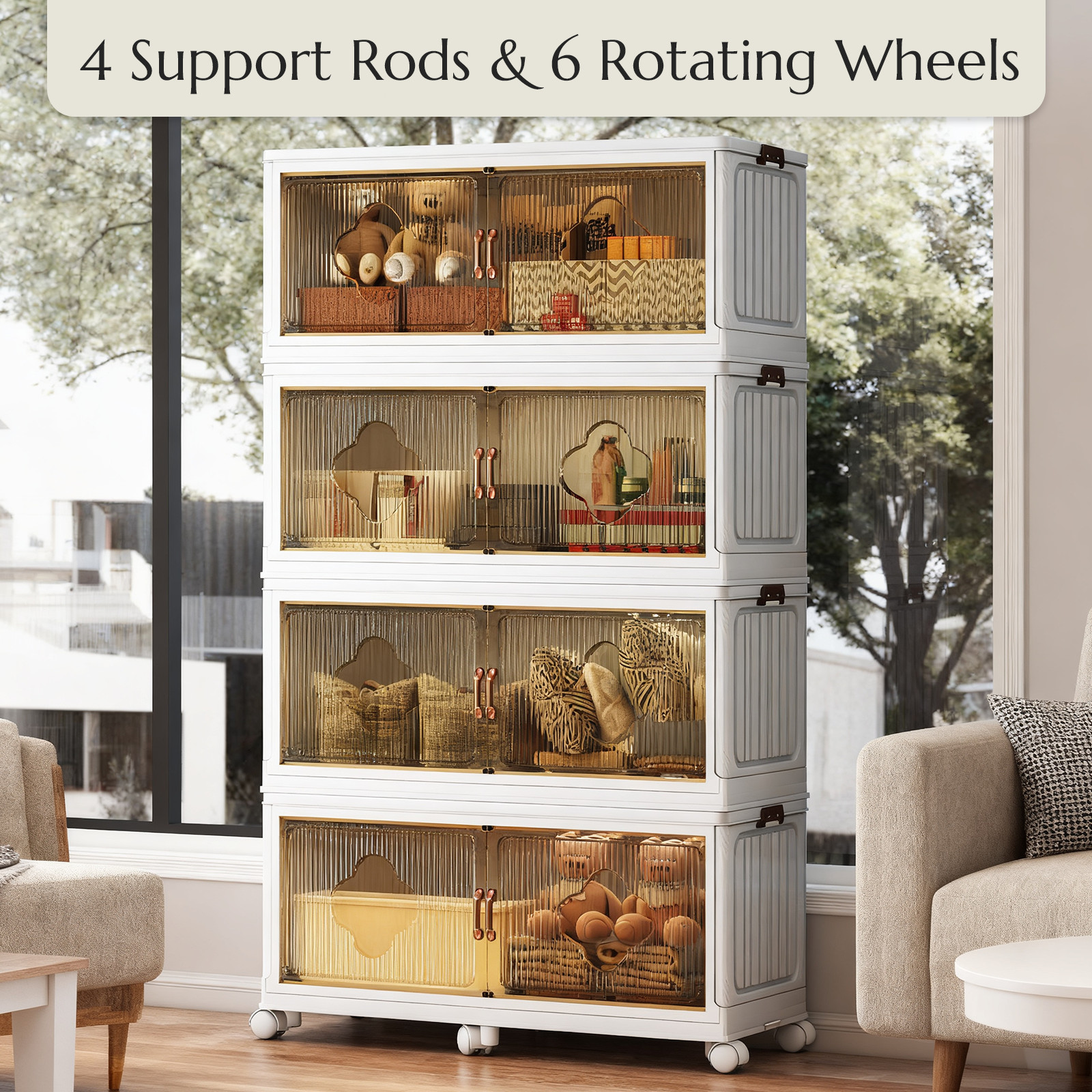 Danrelax 136 Gal Extra Large Stackable Storage Bins with Lid & Wheels, 4 Pack