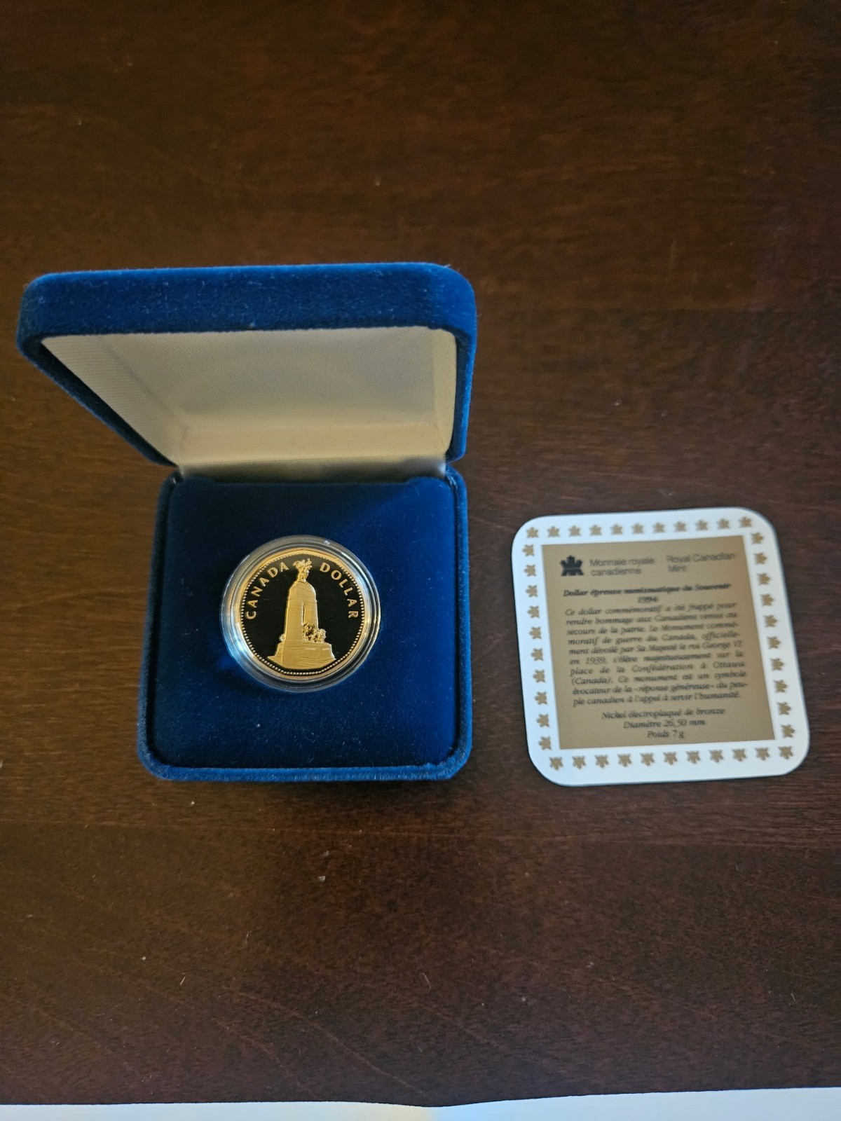 Canada 1994 National War Memorial $1 Proof – with box and card UNC