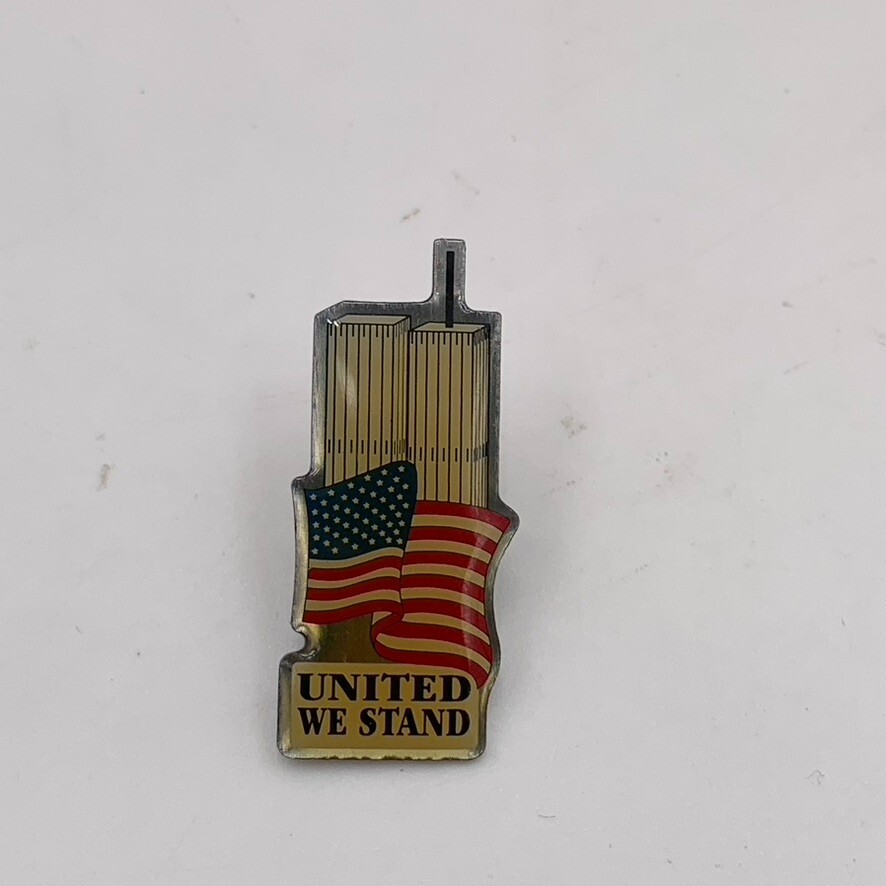 VTG 9/11 United We Stand Twin Towers New York NYC Button Pin Tie  Harley Rider