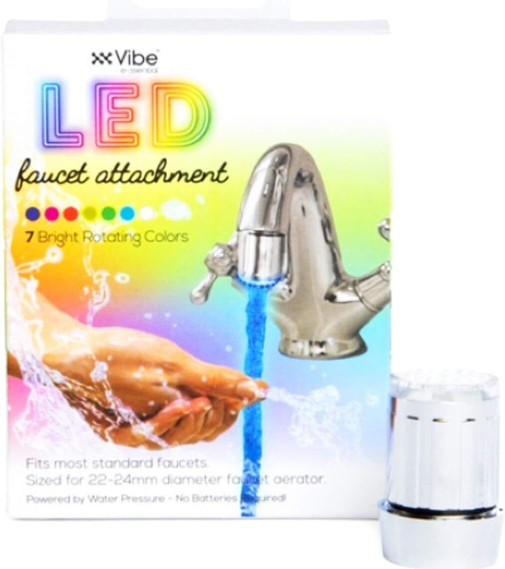 NIB Vibe Essential LED Faucet Attachment - 7 Bright Rotating Colors