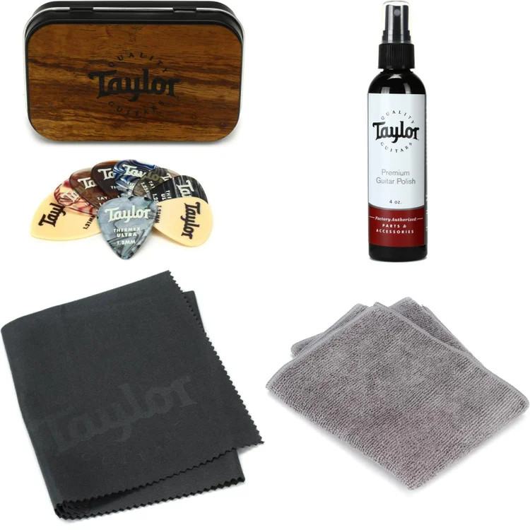 Taylor DarkTone Series Pick Tin and Gloss Finish Cleaner Bundle - Koa