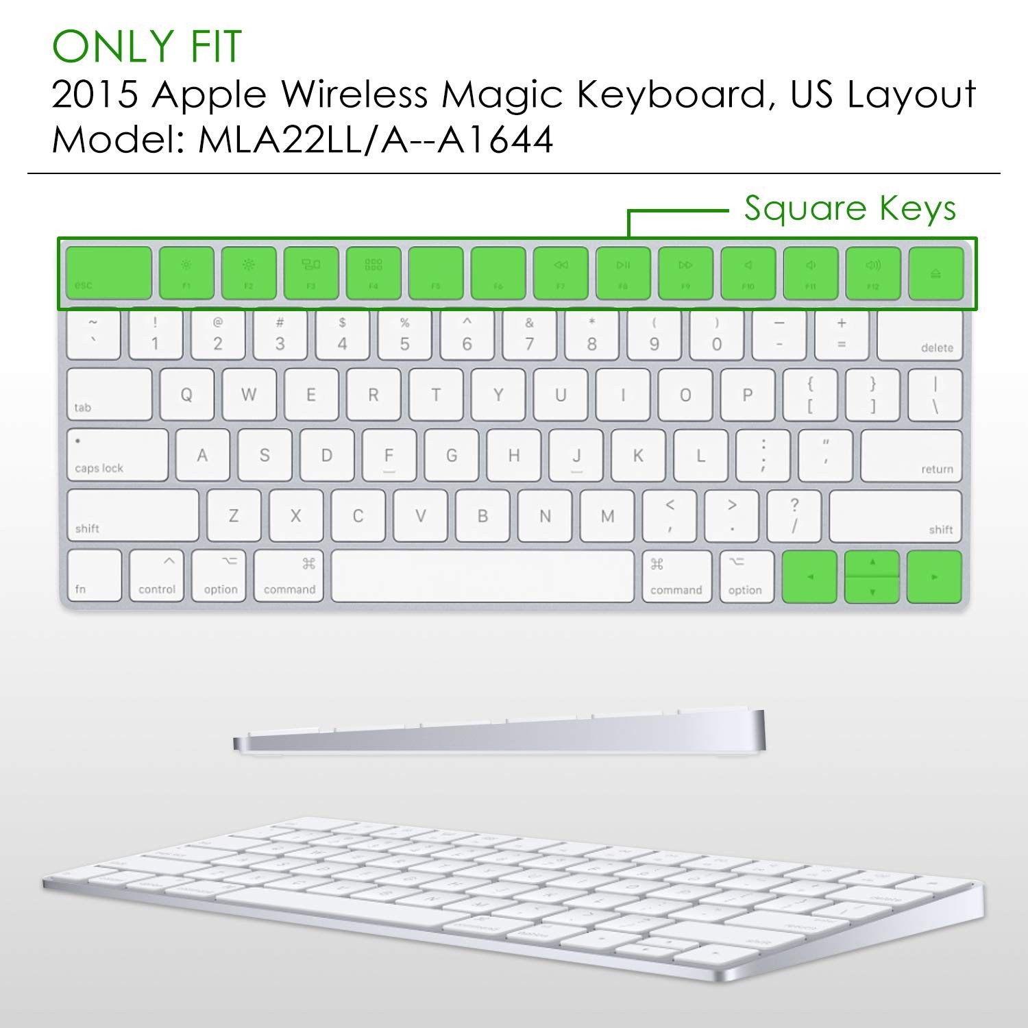 Allinside Transparent Cover for Apple Magic Keyboard (MLA22LL/A) with US Layout