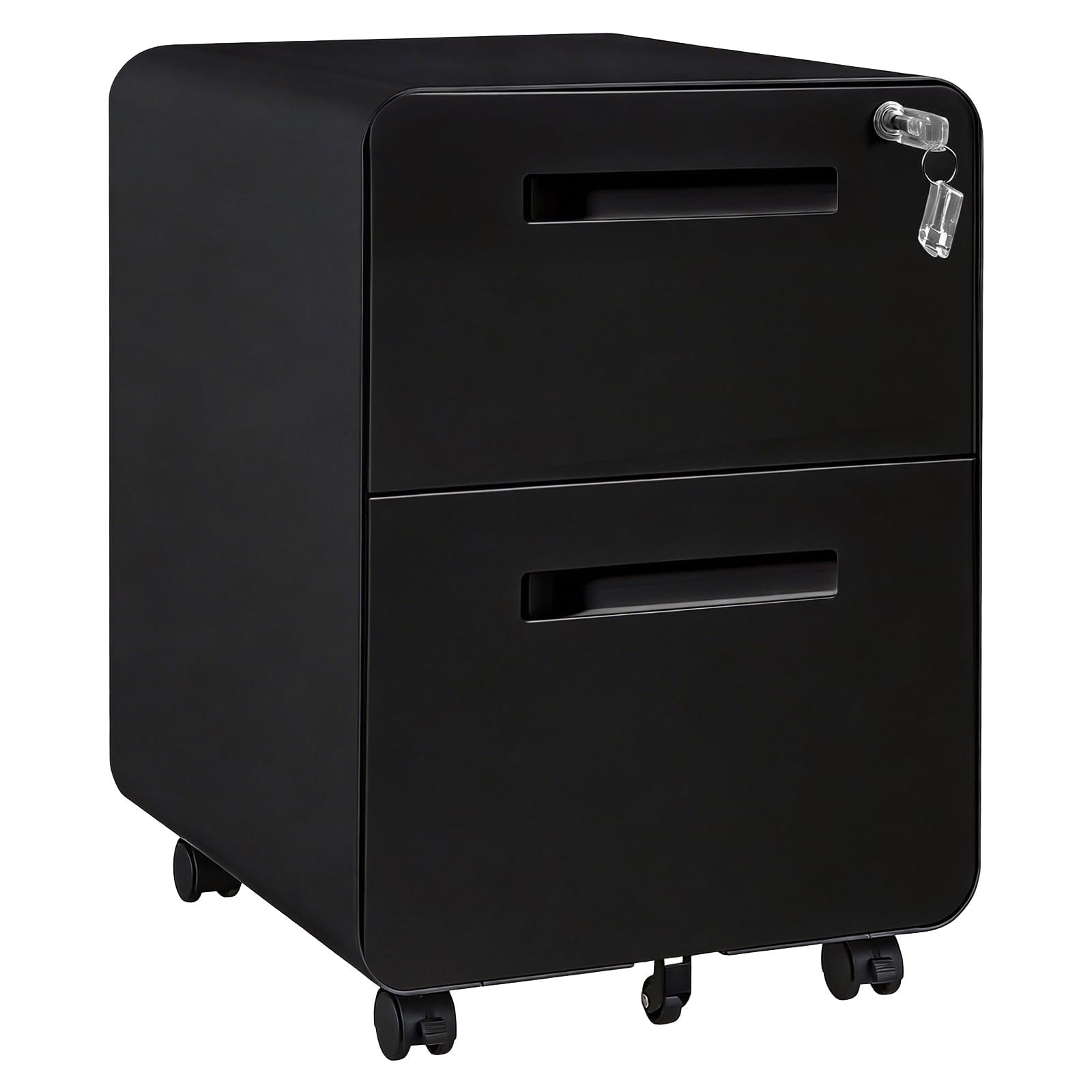 2 Drawer Metal Rolling Filing Cabinet with Lock Fully Assembled Home Office