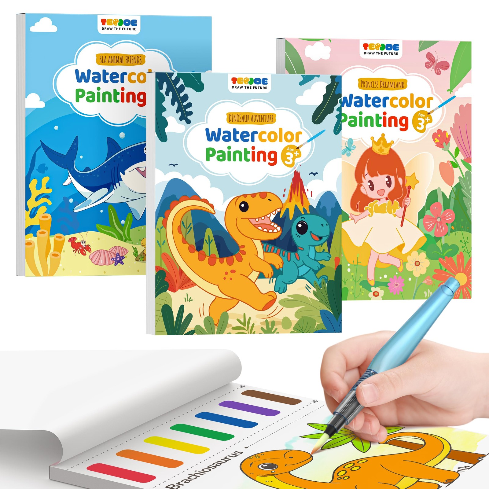 3 Pack Paint with Water Coloring Books for Toddlers, Watercolor Paint Set with