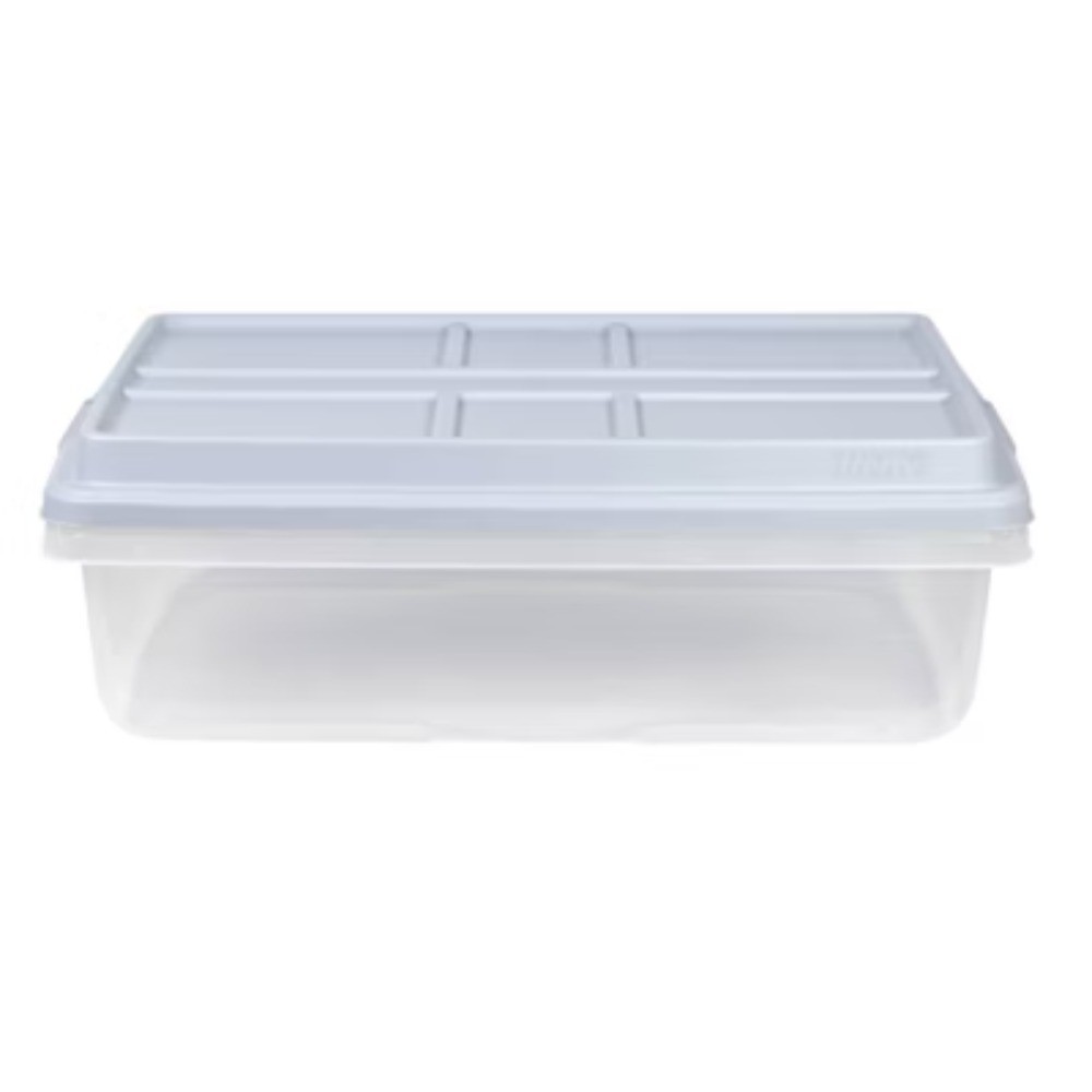 40qt Clear Plastic Storage Bin with Gray HI-RISE Stackable Lid: Snap Closure