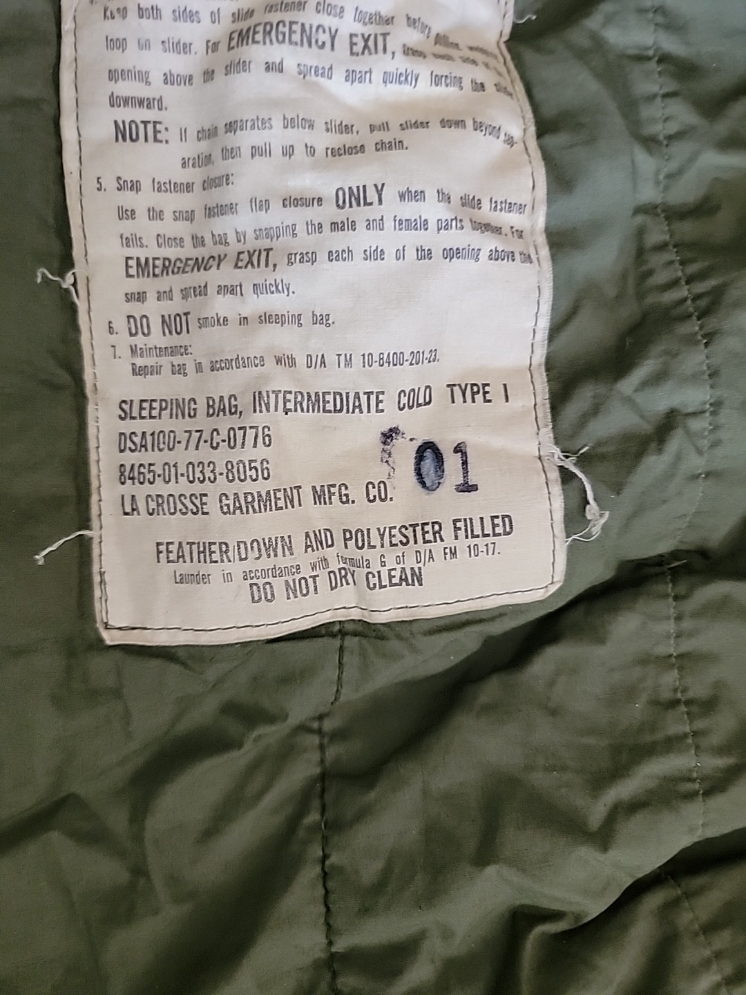 Vintage Intermediate Cold Weather Sleeping Bag US Mummy Bag