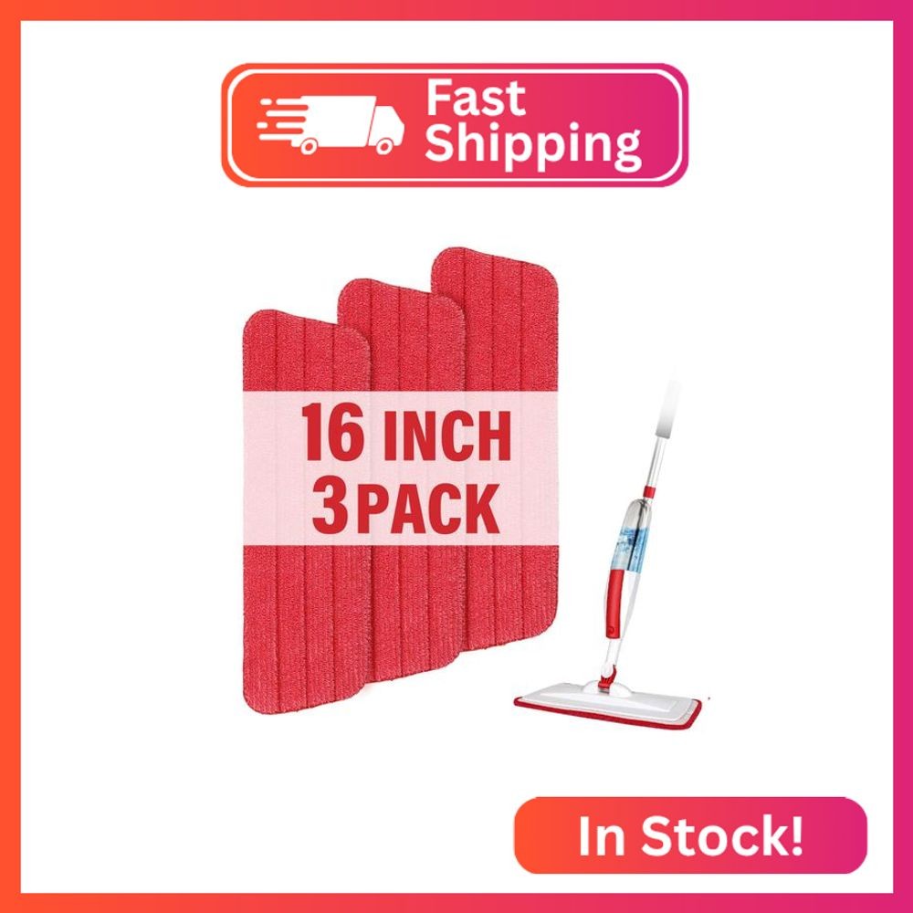 16.5 inch Mop Pads Refills, 3 Pack Microfiber Reusable Replacement Mop Pads Flat