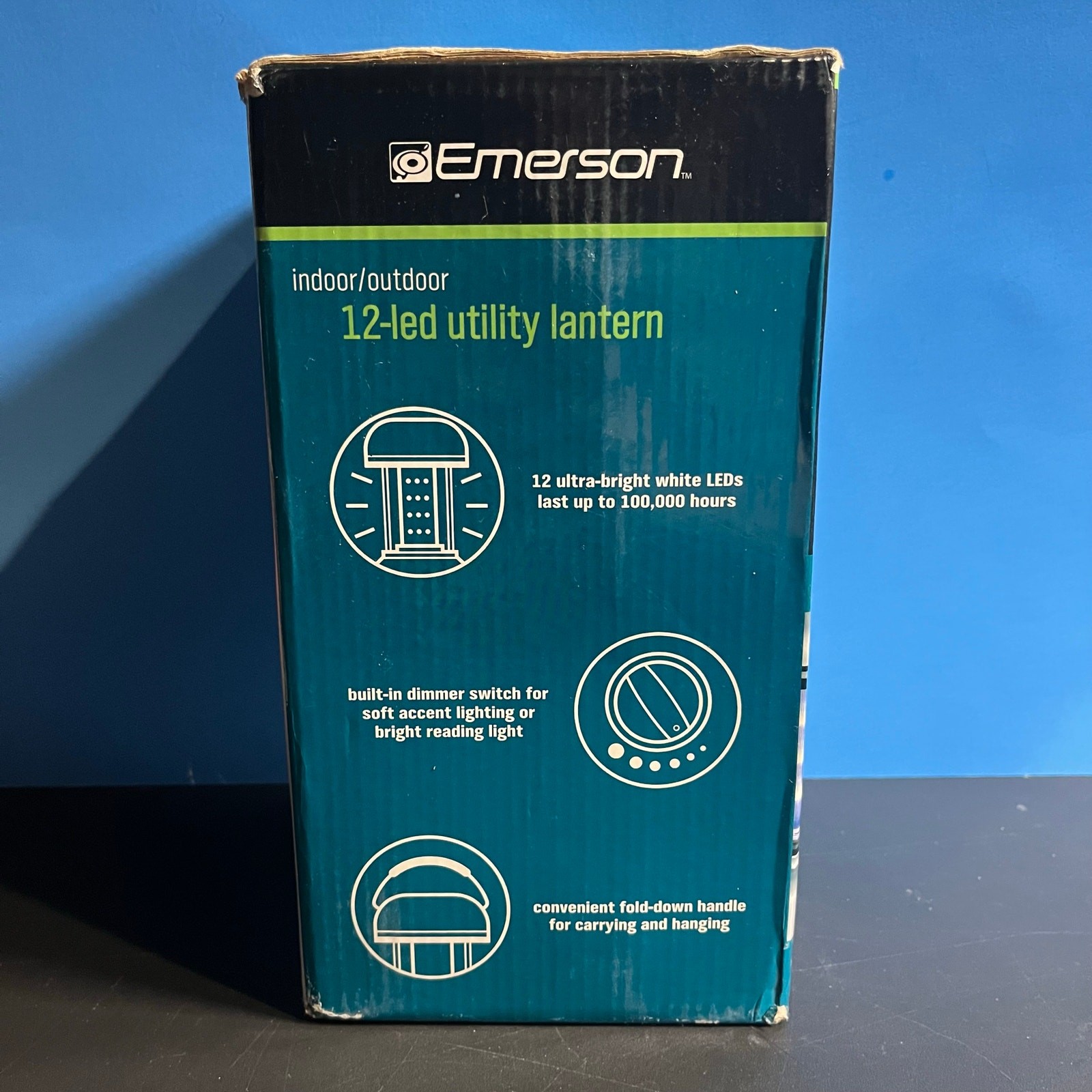 Emerson Indoor Outdoor Utility Lantern – 12 LED Lights – Battery/AC Powered