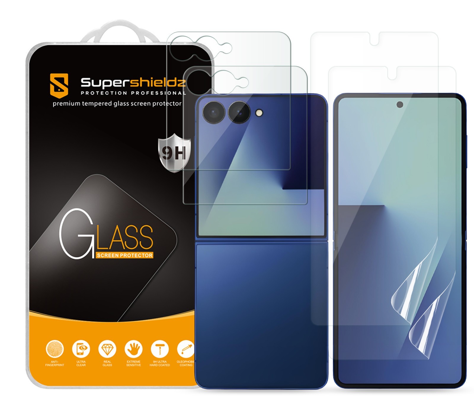 2X Tempered Glass Screen Protector for Samsung Galaxy Z Flip 8/ 7 (+2 TPU Main)