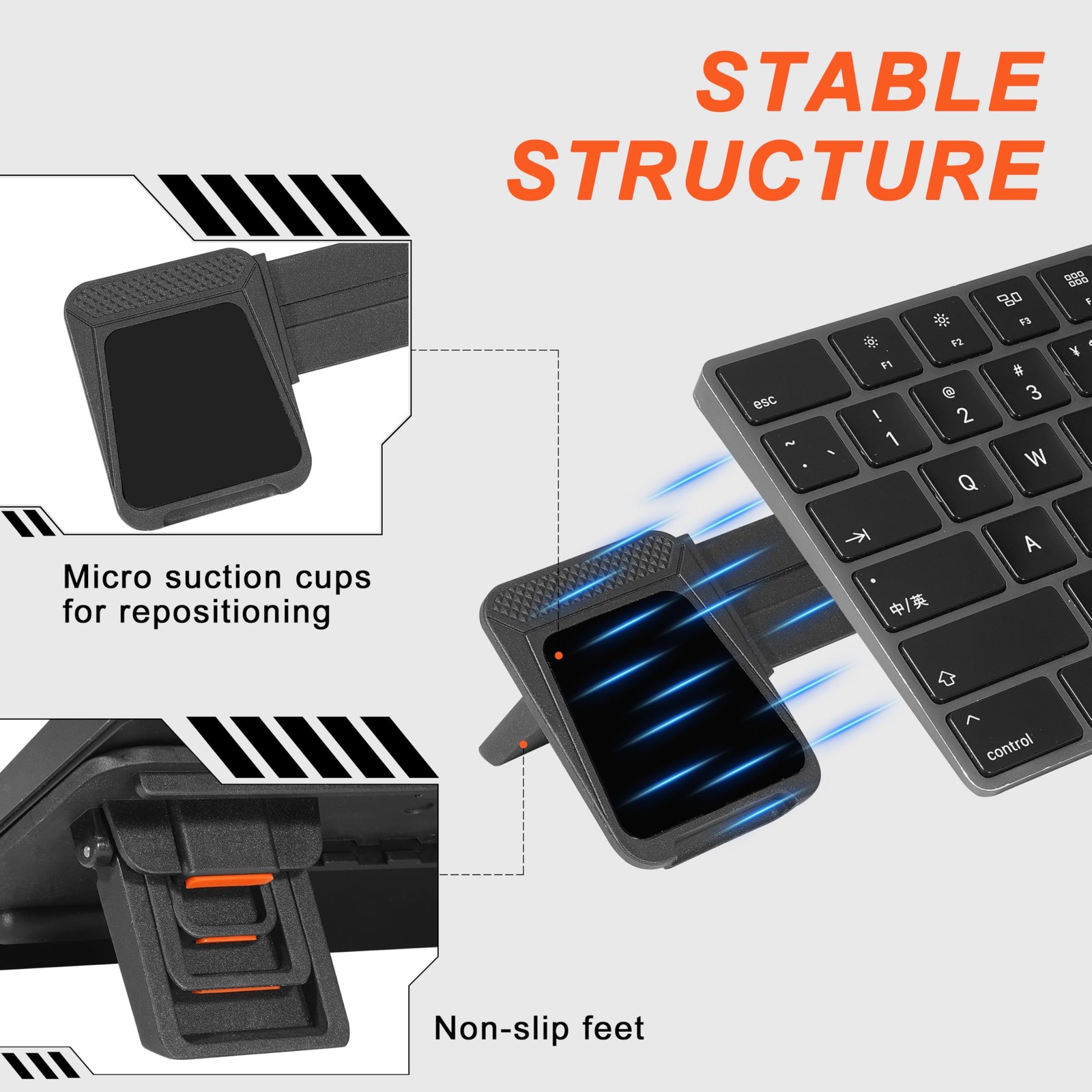 Orange Adjustable Computer Keyboard Stand Ergonomic Desktop Riser Extendable