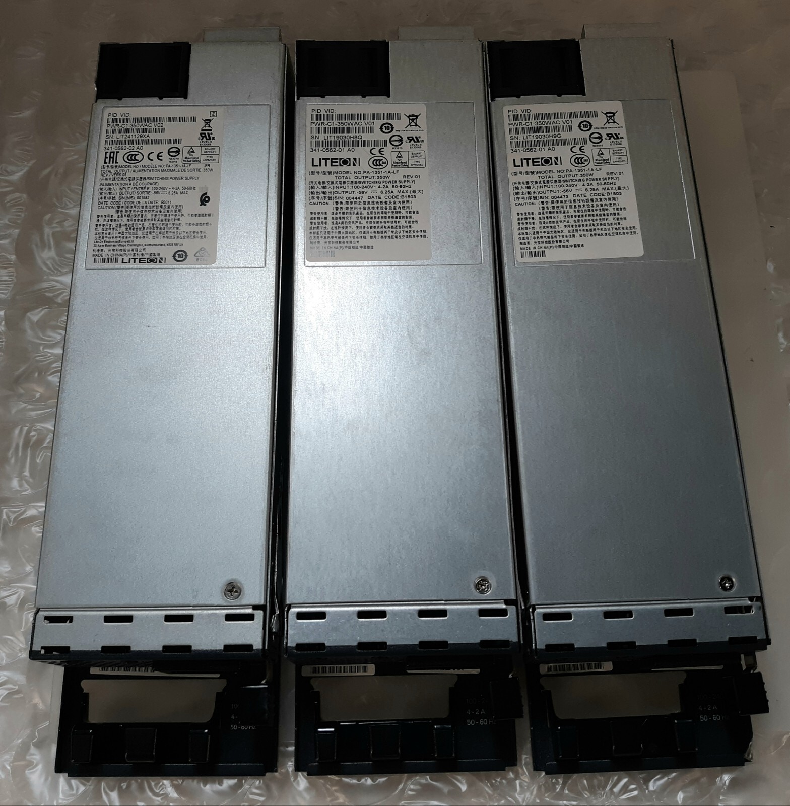 Lot of 3 Cisco LiteOn PWR-C1-350WAC PA-1351-1A-LF 350W Switching Power Supply