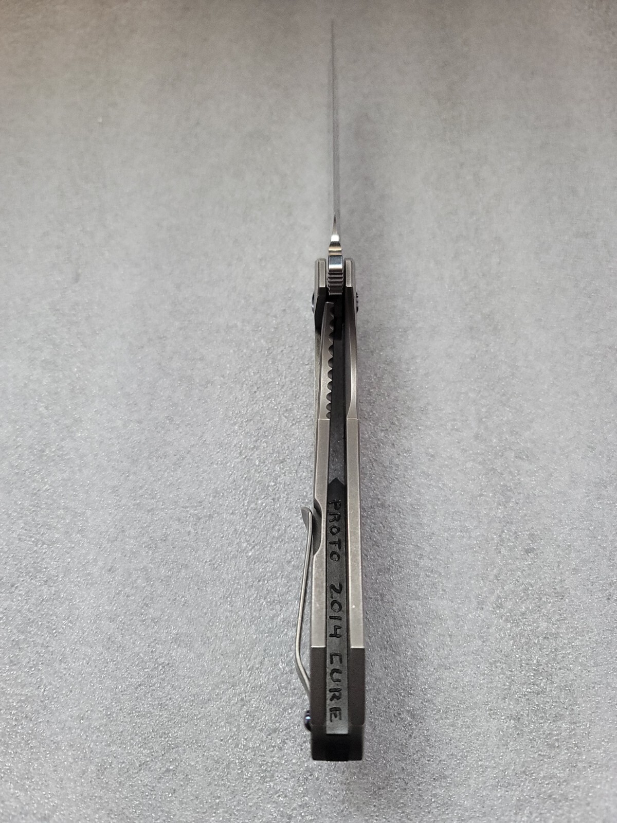 Peter Carey Custom Knives 2014 Framelock Cure Prototype, Tom Mayo MOP Pattern