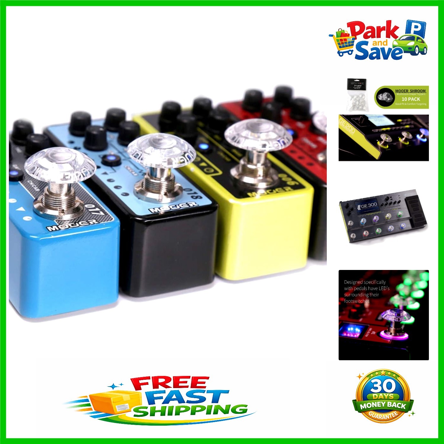 Mushroom-Style Clear Guitar Pedal Caps - 10 Pack for Optimal Performance