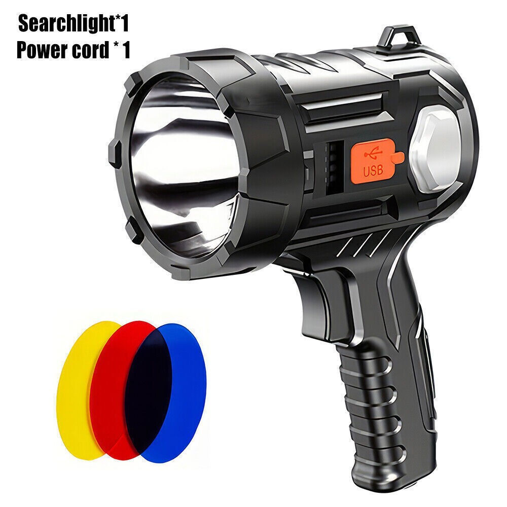 900000000LM Bright Solar/USB Rechargeable LED Spotlight Flashlight Searchlight