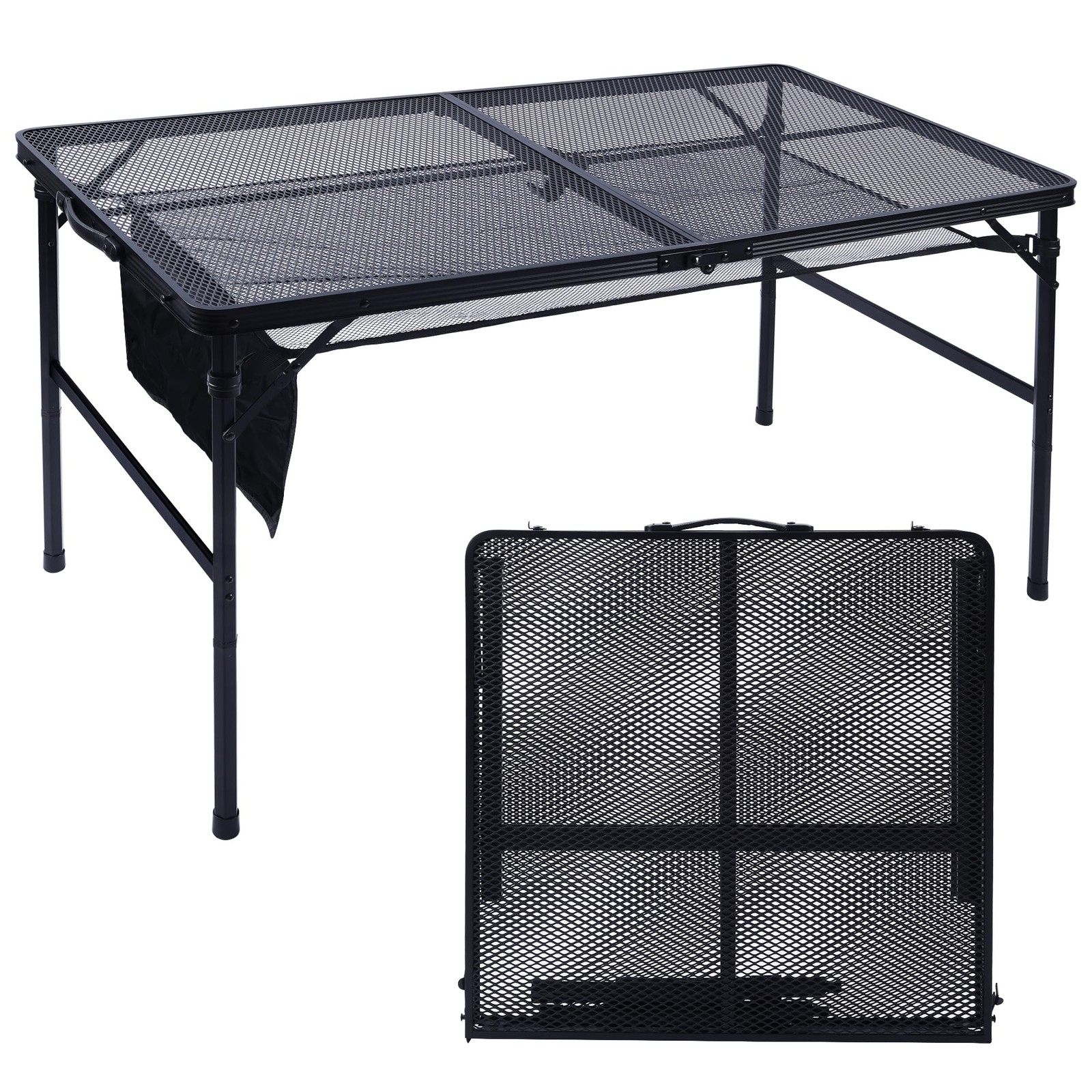Folding Grill Table, 4x2 FT Portable Camping Table, Lightweight Height Adjust...