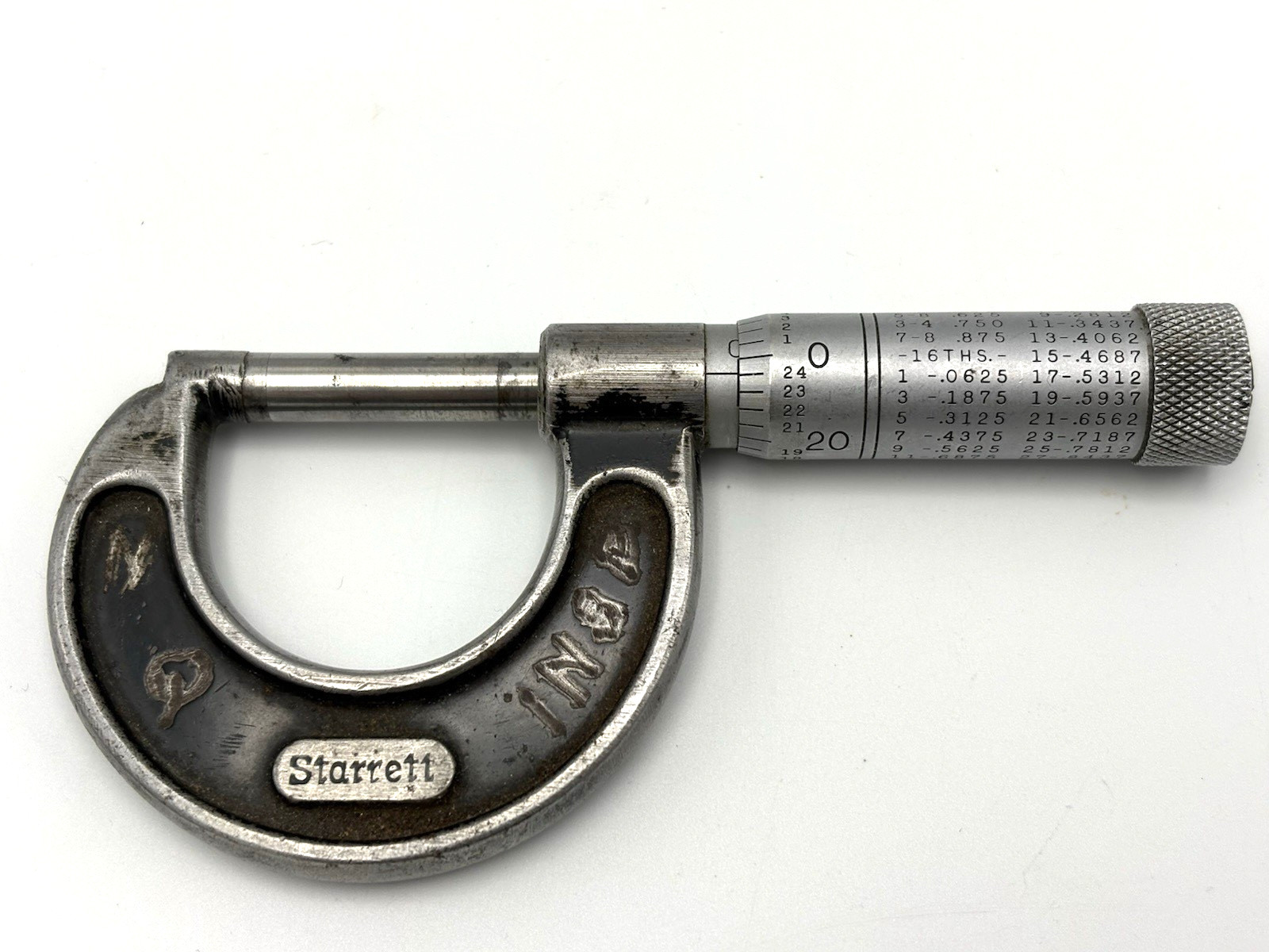 Starrett No 436 Outside Micrometer 0-1". MASS USA Machinist Tool