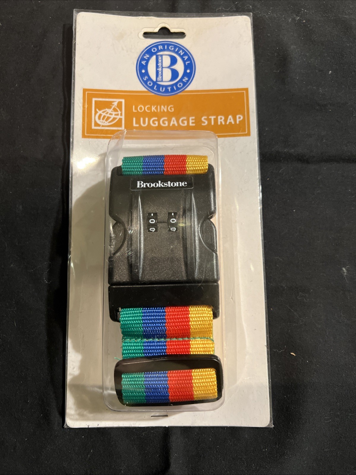 Brookstone TSA Approved Luggage Straps Combo Lock Adjustable Cross Strap Black