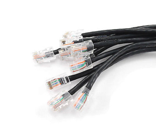 10-PACK 6" Assembly Cat5e Ethernet Non-Boot RJ45 Network Cable, Black