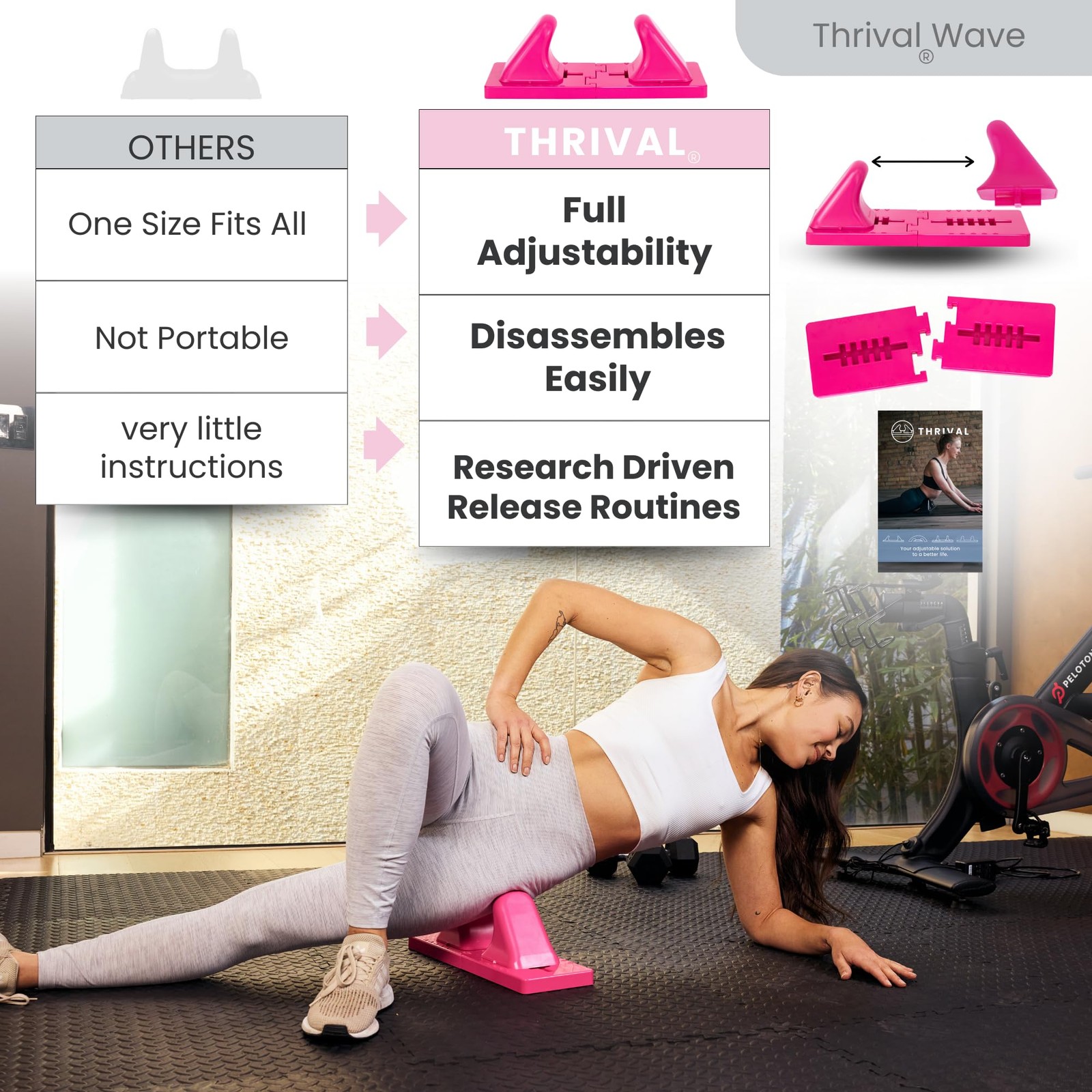 Thrival Wave - Fully Adjustable Psoas, Back and Hip Flexor Wave, Pink