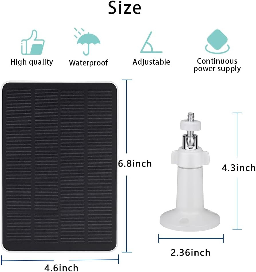 Solar Panel Compatible with Simplisafe Outdoor Camera Wireless, 4W 5V Solar Pane
