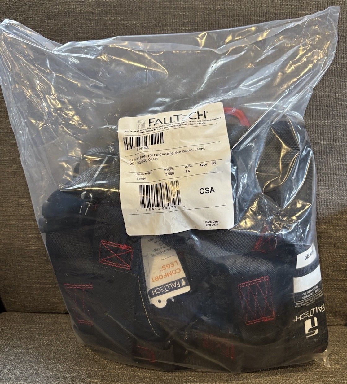 FallTech Full Body Harness FT Iron 1D FD Climbing Non Belted Large QC Legs Chest