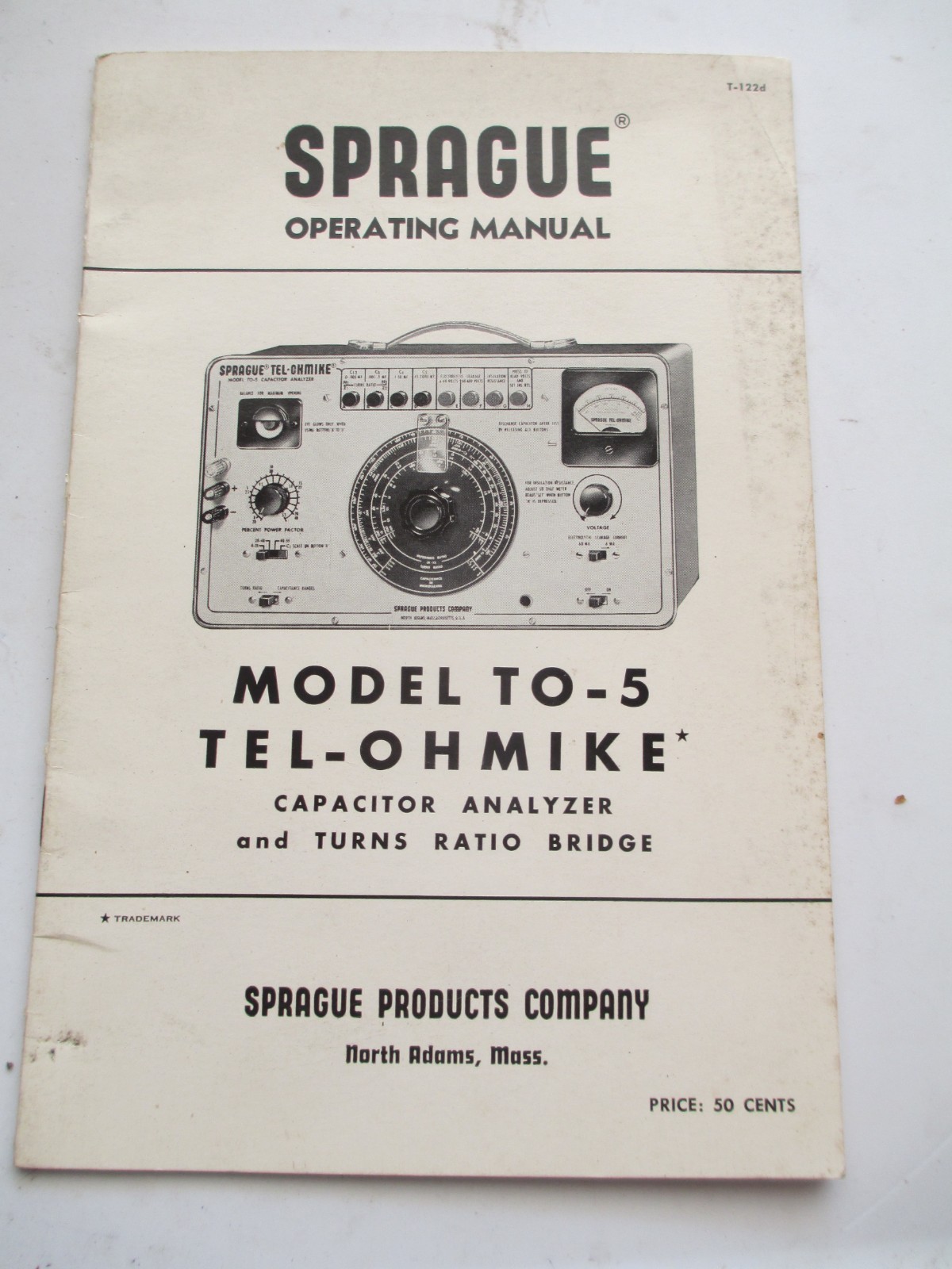 SPRAQUE MODEL TO-5 TEL-OLMIKE OPERATING MANUAL ORIGINAL
