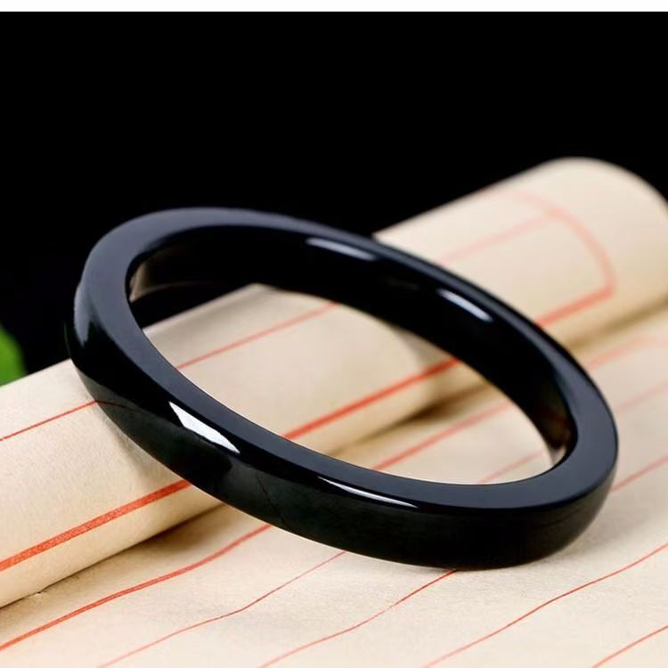Certified Hetian jade ink jade square Black Jade Bracelet Bangle 54-64mm