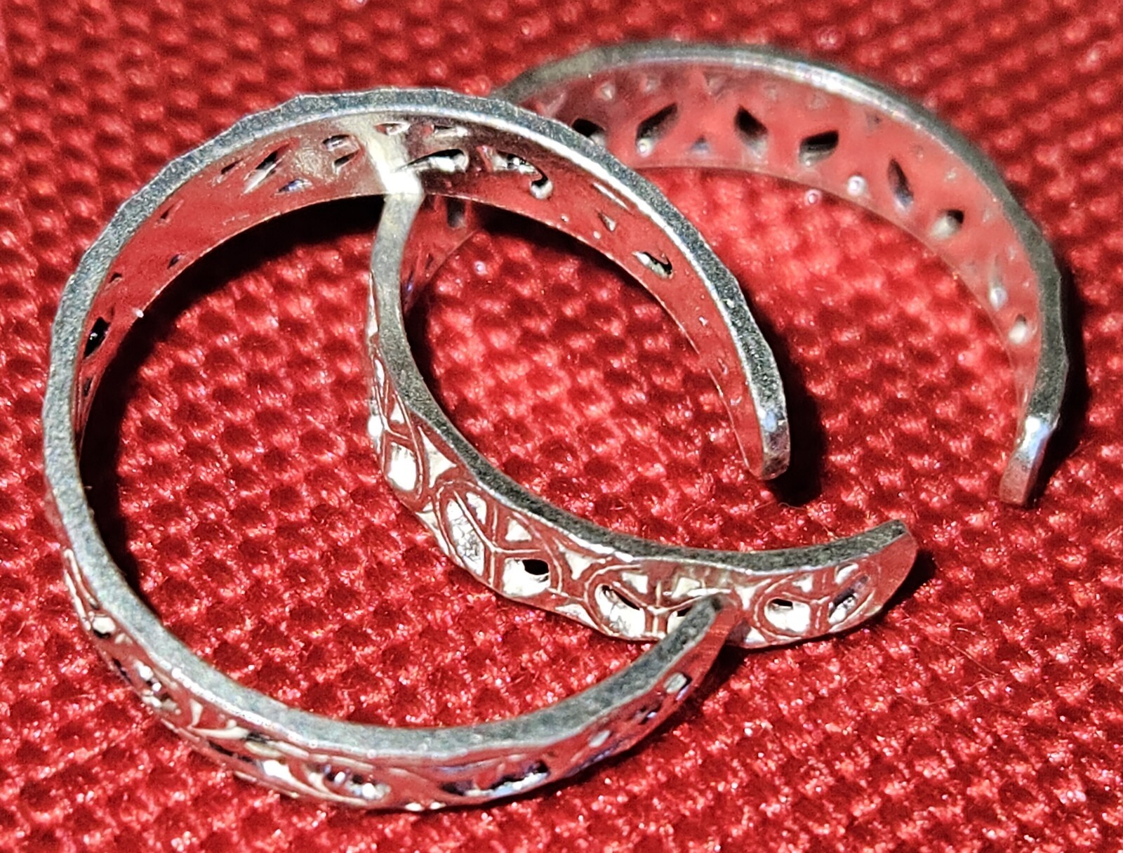 Real 925 Silver Adjustable Toe Ring 2pc Filigram