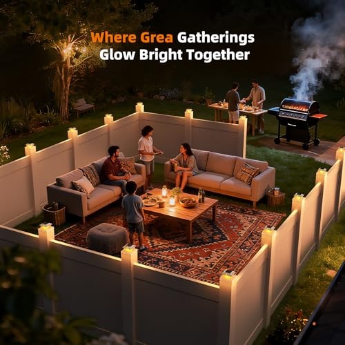 Solar Post Cap Lights Outdoor Flickering Flame Light Fit for 8 Pack White