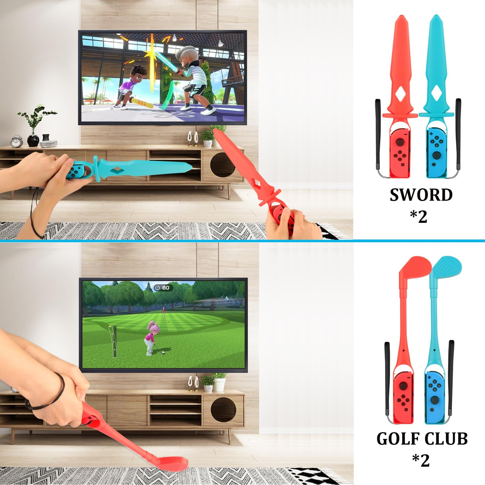 WEILE Switch Sports Accessories Bundle - Accessories, red, blue