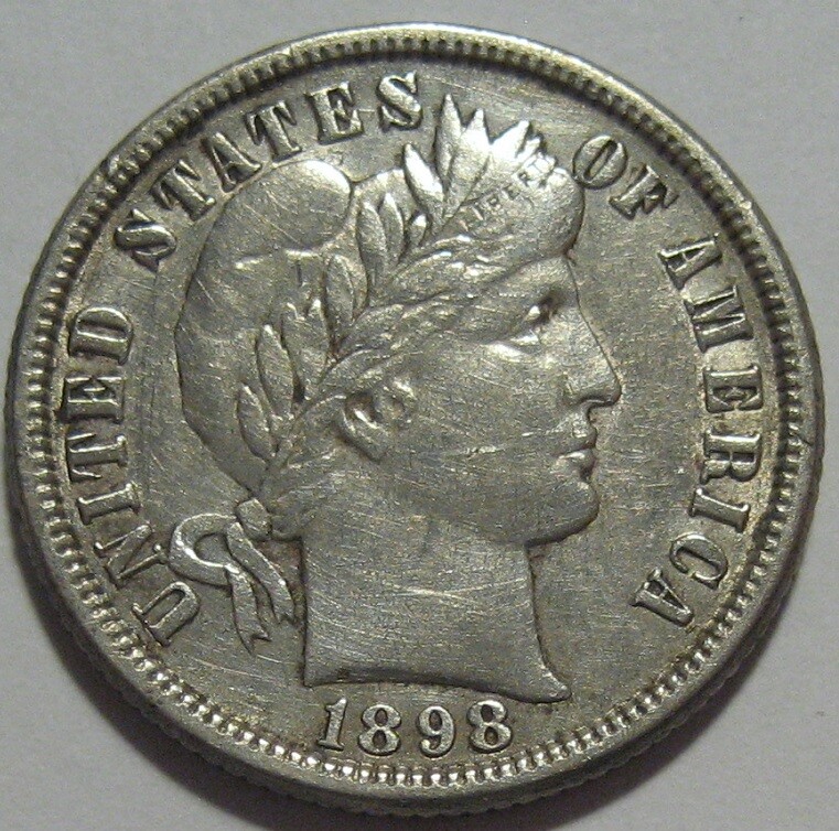 = 1898-O VF BARBER DIME, Cleaned, FREE Shipping