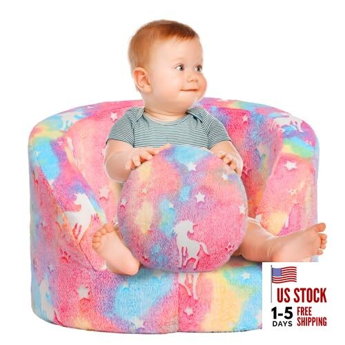 Snug-Arch Toddler Couch, Comfy Foam Baby Chair, Ergonomic Toddler Pink Unicorn