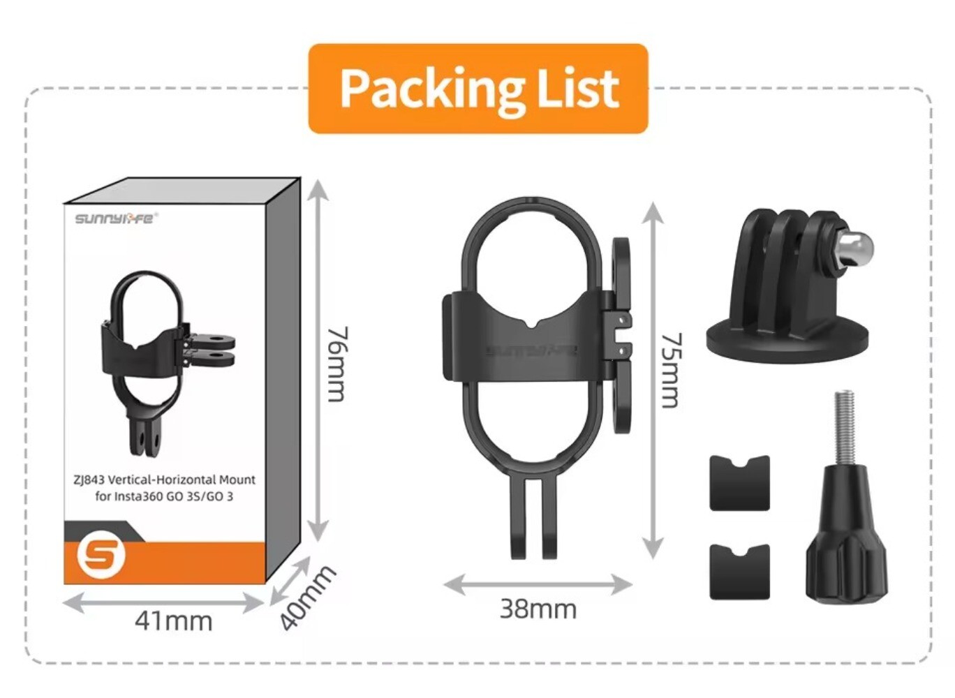 Horizontal Vertical Bracket Frame Adapter Expansion For Insta360 GO 3/3S Camera
