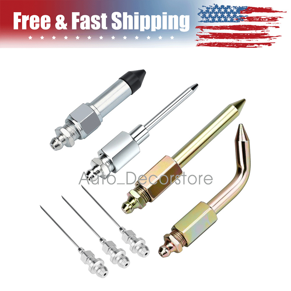 7pc Grease Gun Accessory Kit Needle Tips Elbow Adapter Dispenser Rubber Nozzle