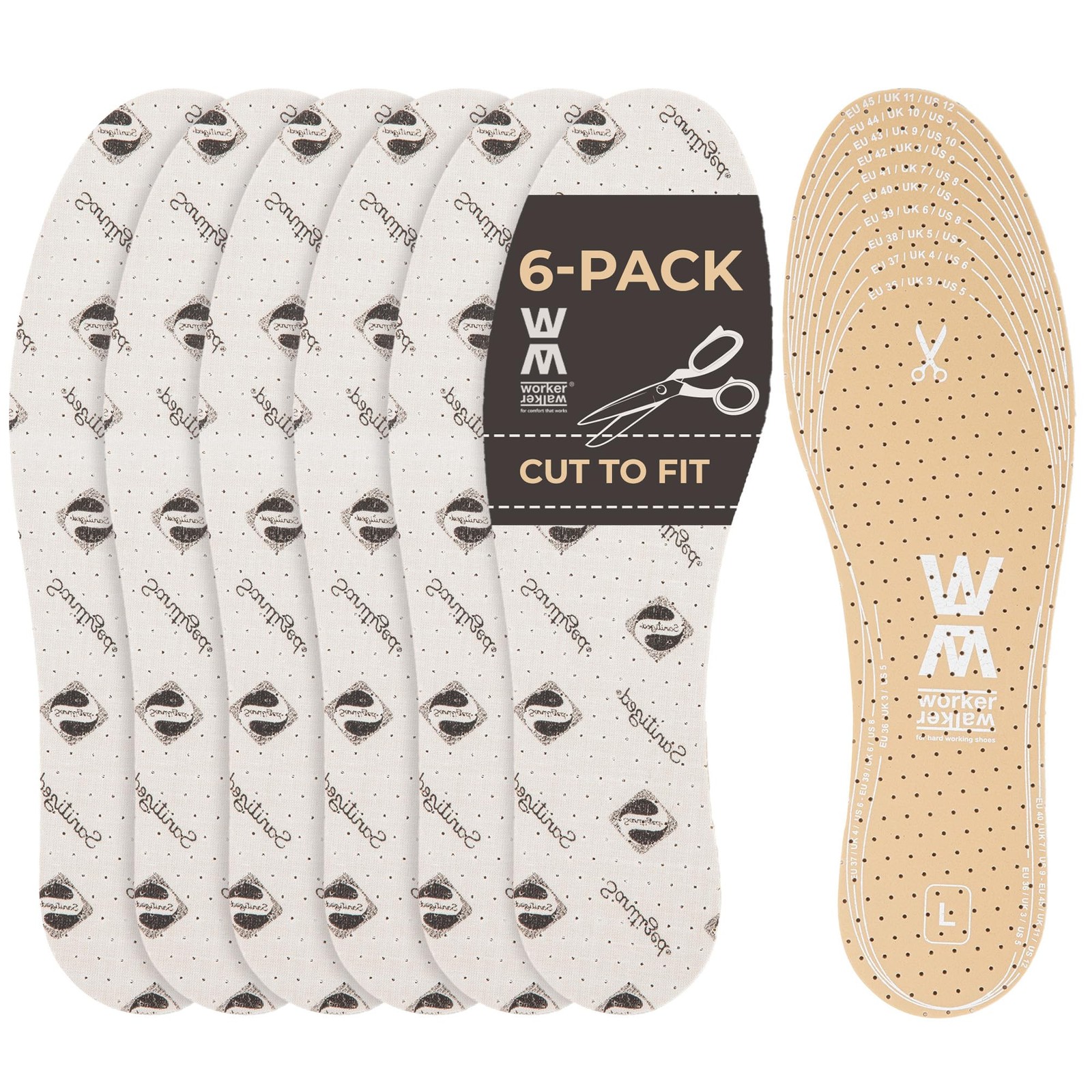 Shoe Insoles for Men and Women - Sani Pro Set of 6 Thick Insoles for Women an...