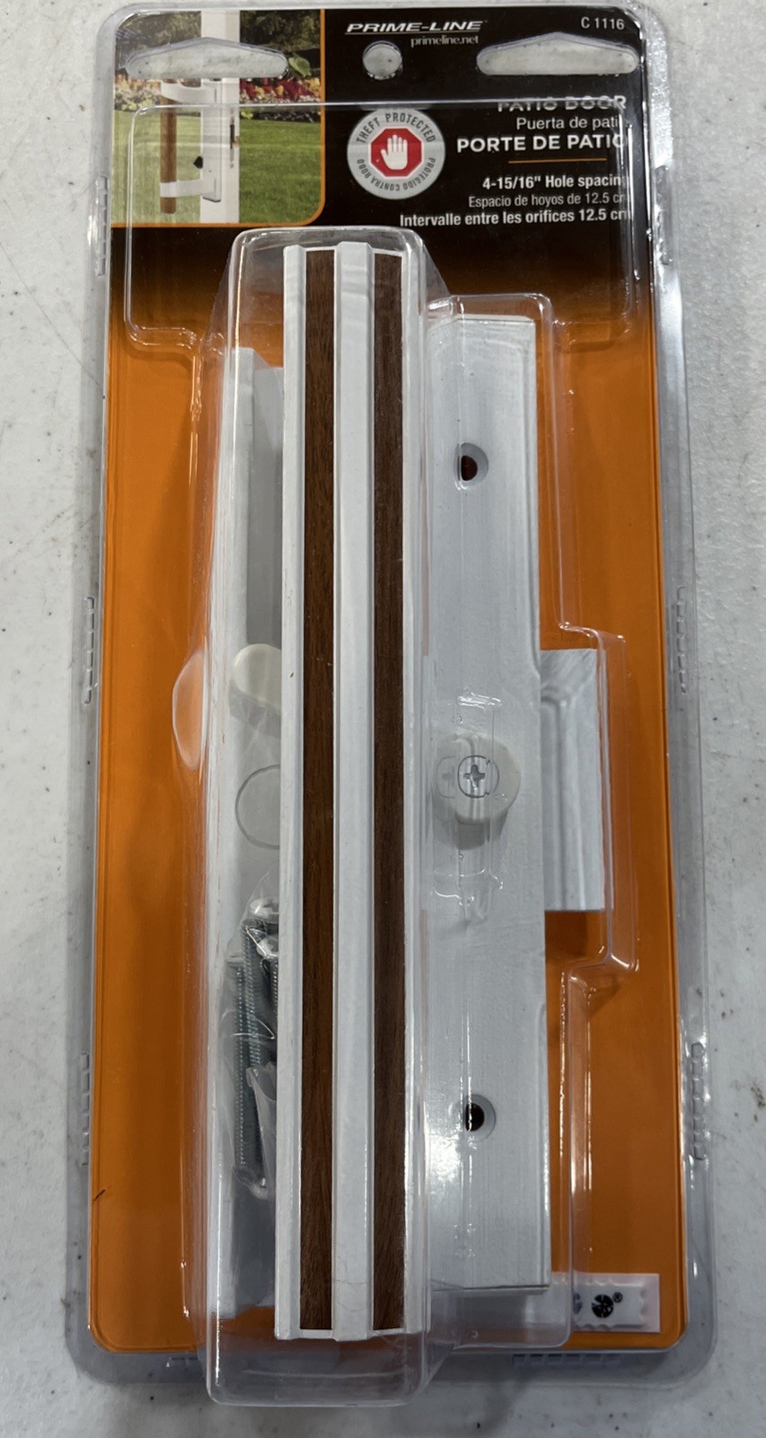 Prime Line C 1116 Sliding Door Handle Set 4-15/16” Hole Spacing White